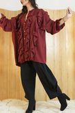 Stevie Ruffle Blouse Burgundy